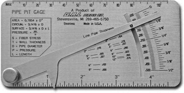GAL Gage Pipe pit Gage