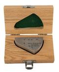 Angle beam calibration block, carbon steel 1018, with wood case