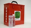 Rugged metal transport case with PB-1 filled Red and Grey Mag powder – Model B300-STA shown